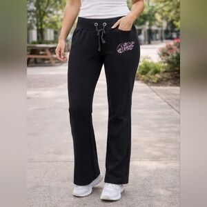 Diesel Black Sweatpants Size S Pink Script Logo Drawstring Lounge Jogger Pants